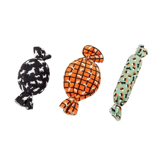 Panier citrouille Halloween avec 3 jouets pour chiens