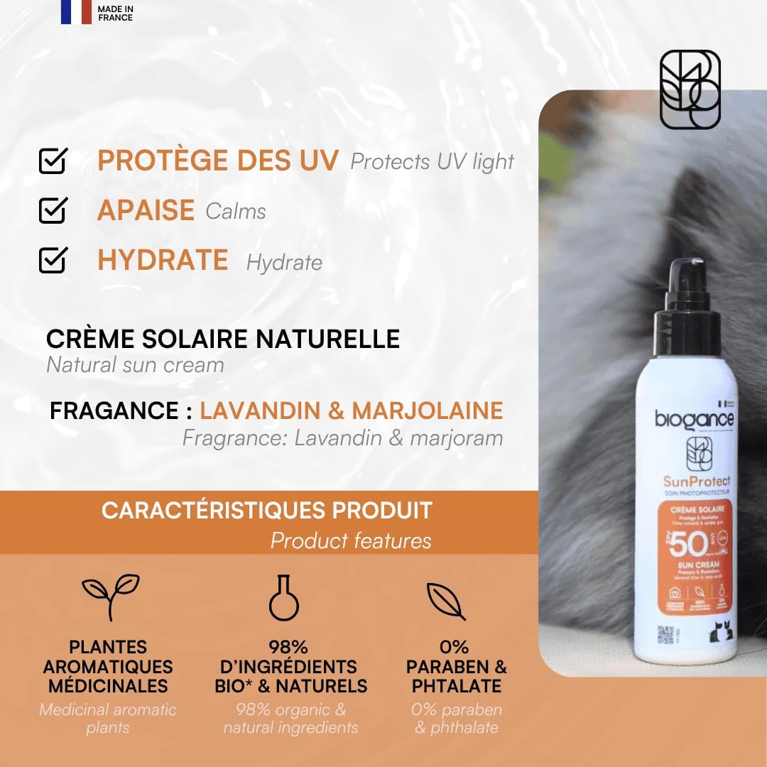Crème solaire naturelle Sun Protect pour chiens et chats