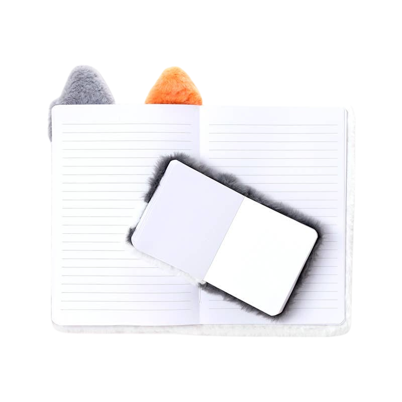 Carnet peluche Lola the Cat avec pochette et mini carnet