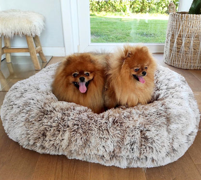 Oval faux fur cushion