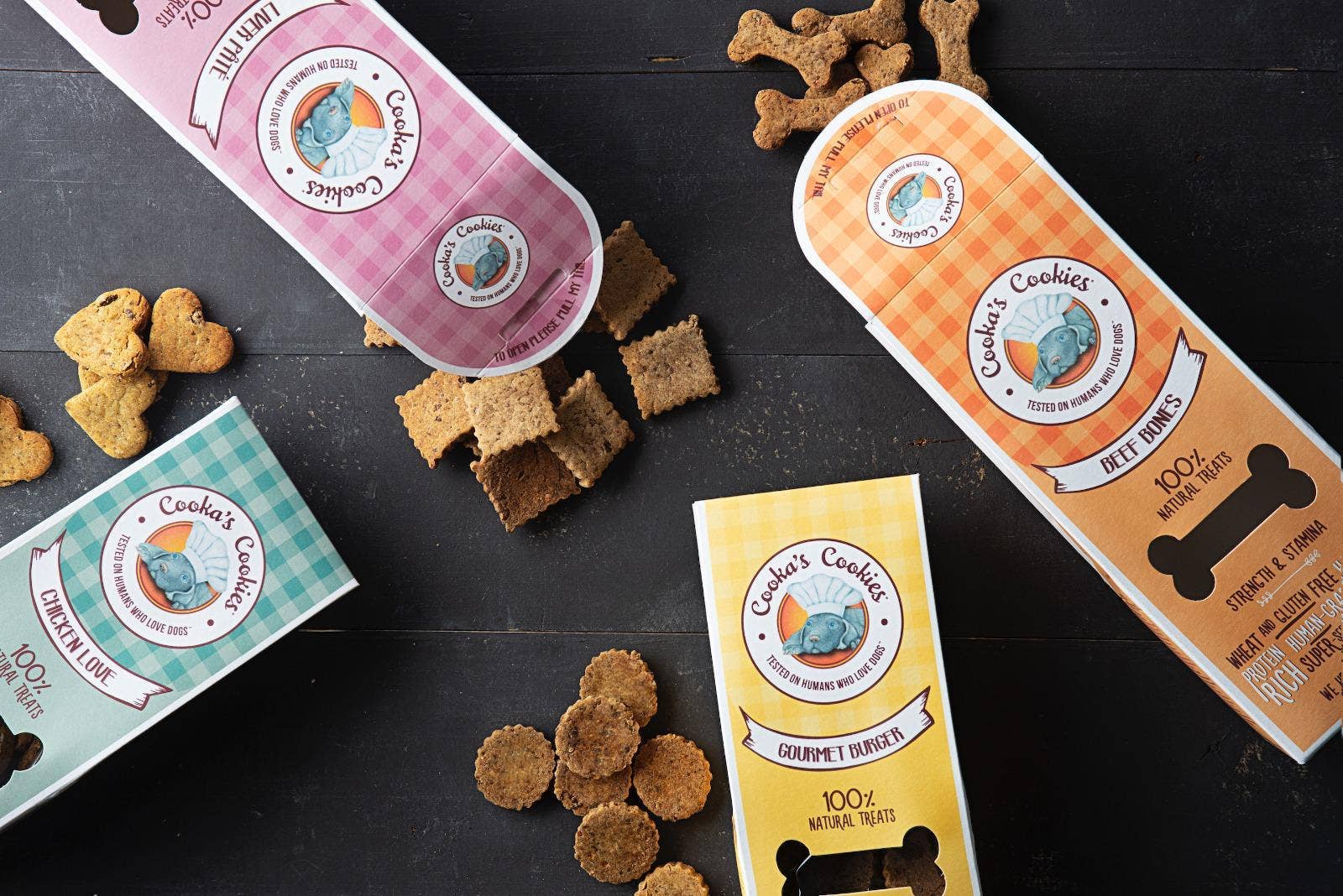 Crispy beef bone-shaped biscuits