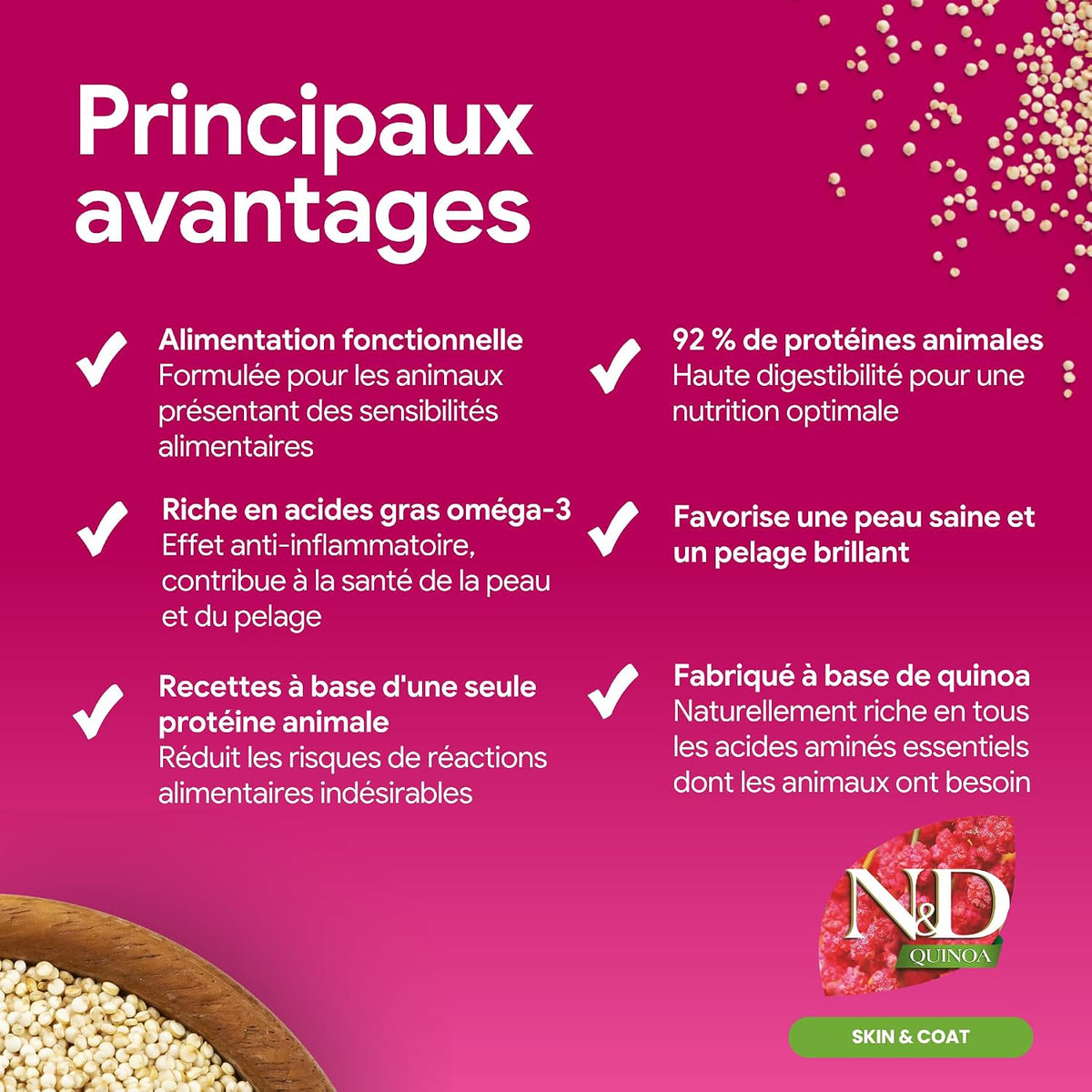 Quail and quinoa kibble for small adult dogs