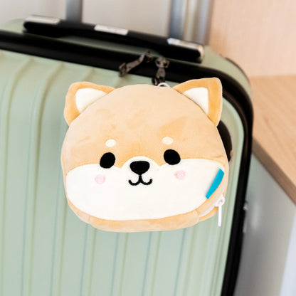 Coussin de voyage 2-en-1 Shiba Inu avec masque