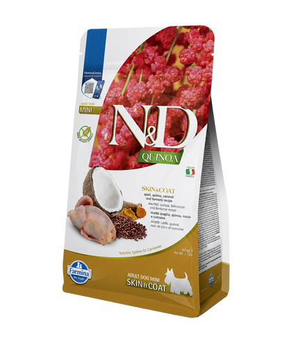 Quail and quinoa kibble for small adult dogs