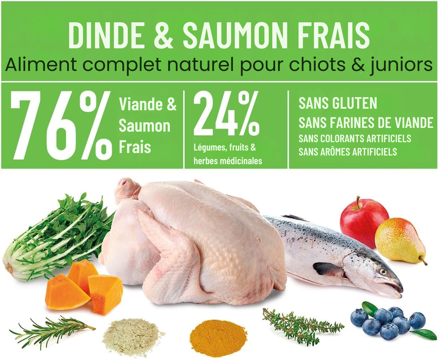 Croquettes semi-humides dinde et saumon frais