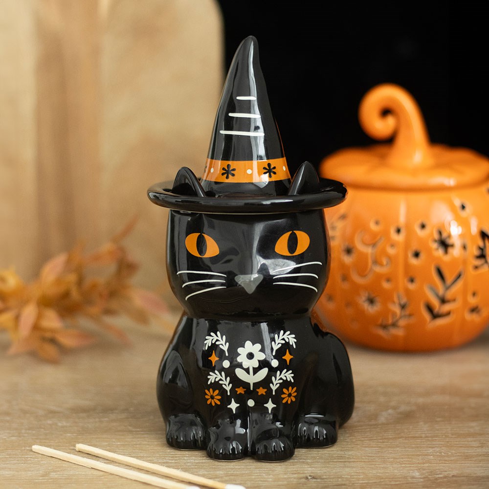 Brûleur à huile en céramique Chat noir