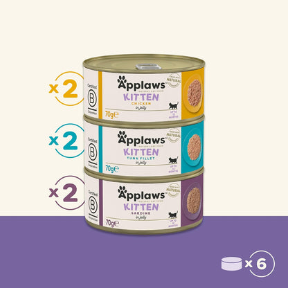 Multipack of varied recipes for kitten crumbles in jelly