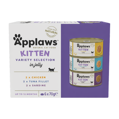 Multipack of varied recipes for kitten crumbles in jelly