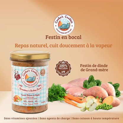 Repas complet vapeur à la dinde et patate douce