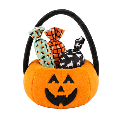 Panier citrouille Halloween avec 3 jouets pour chiens